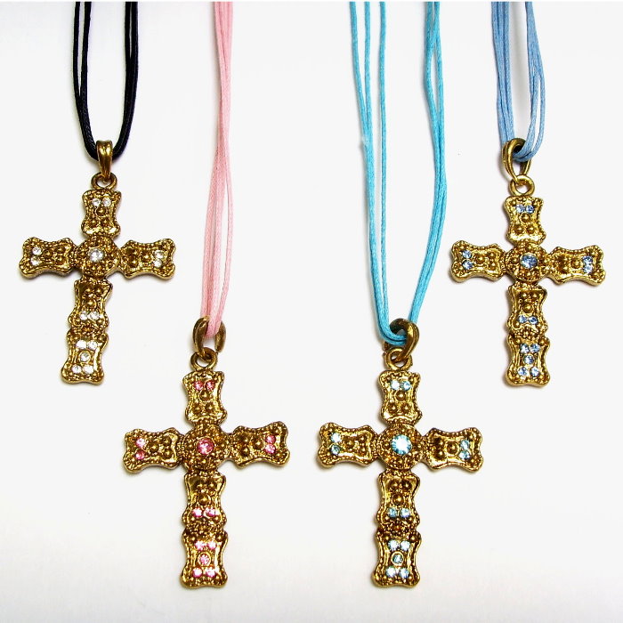 Necklace with gold cross pendant